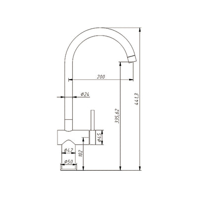AMOZA LEAD FREE GOOSENECK SINK MIXER 441MM BRUSHED COPPER