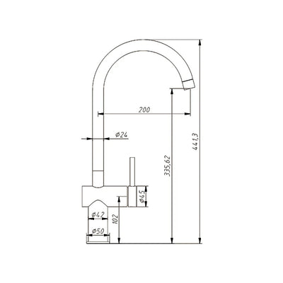 AMOZA LEAD FREE GOOSENECK SINK MIXER 441MM MATTE BLACK