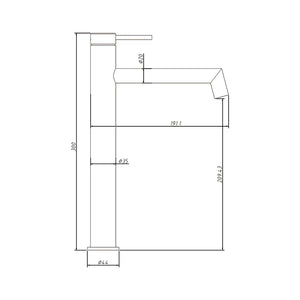 AMOZA HI-RISE RIGHT ANGLE BASIN MIXER 300MM BRUSHED COPPER