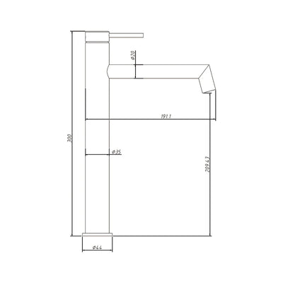 AMOZA LEAD FREE HI-RISE RIGHT ANGLE BASIN MIXER 300MM BRUSHED COPPER