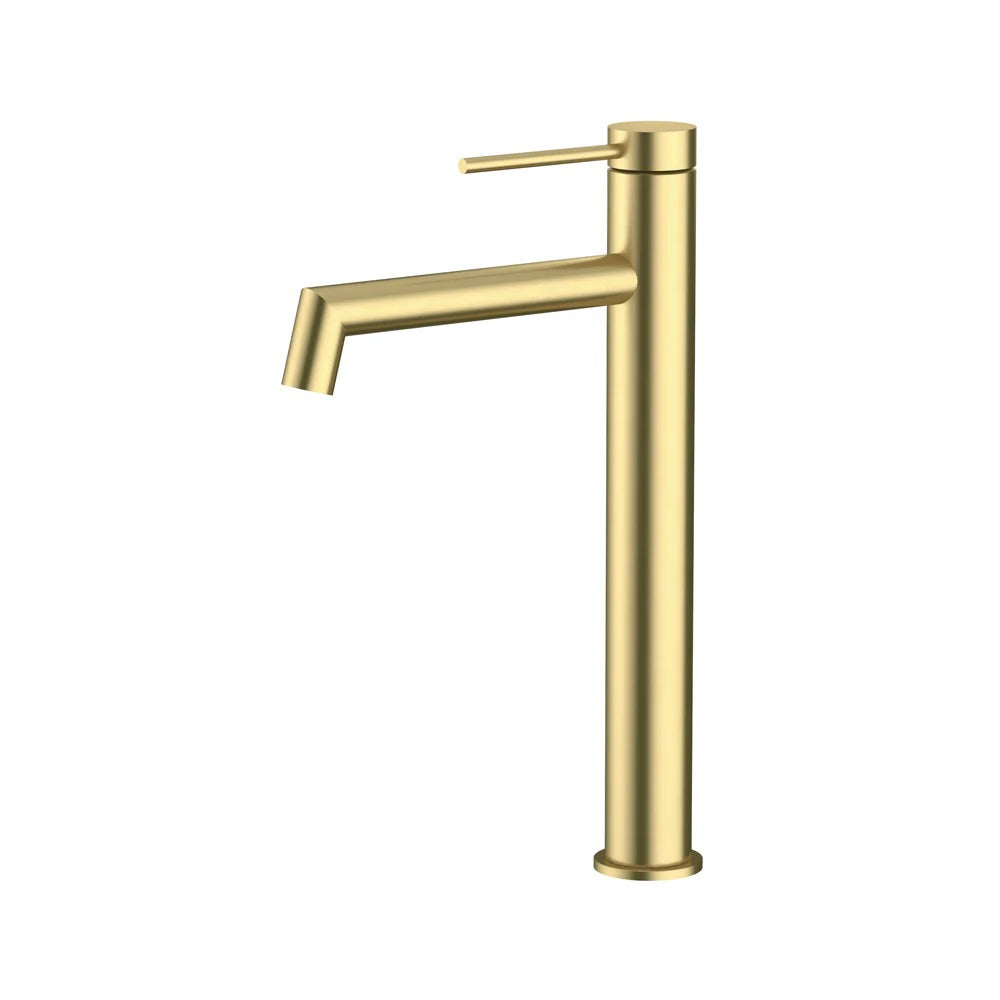 AMOZA LEAD FREE HIGH RISE BASIN MIXER 300MM BRUSHED GOLD