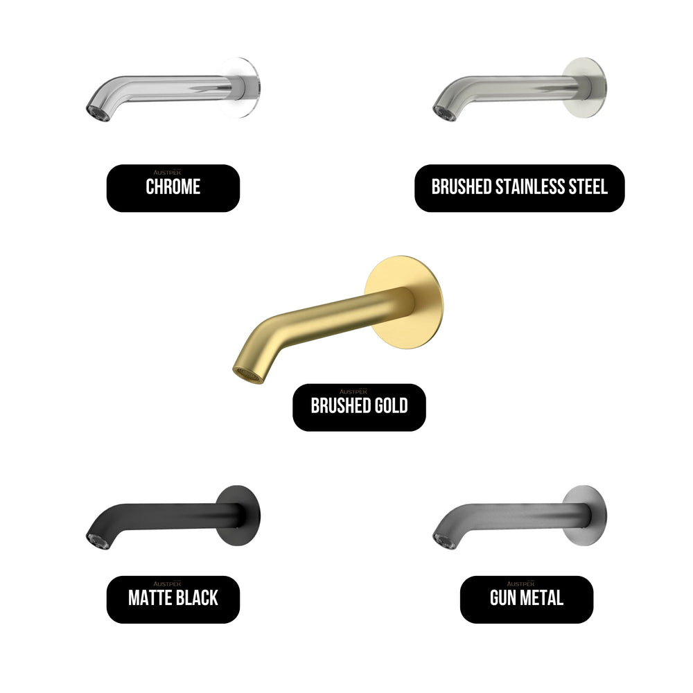AMOZA CURVED BATH SPOUT 200MM GUN METAL