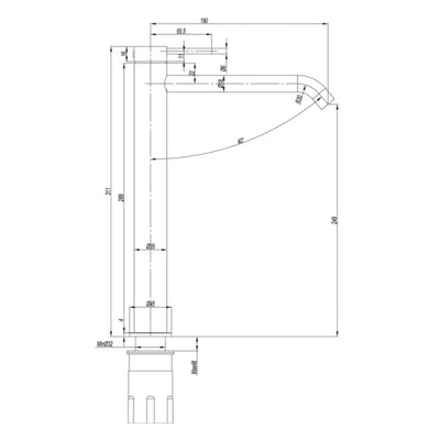 AMOZA LEAD FREE CURVED HIGH RISE BASIN MIXER 311MM BRUSHED COPPER