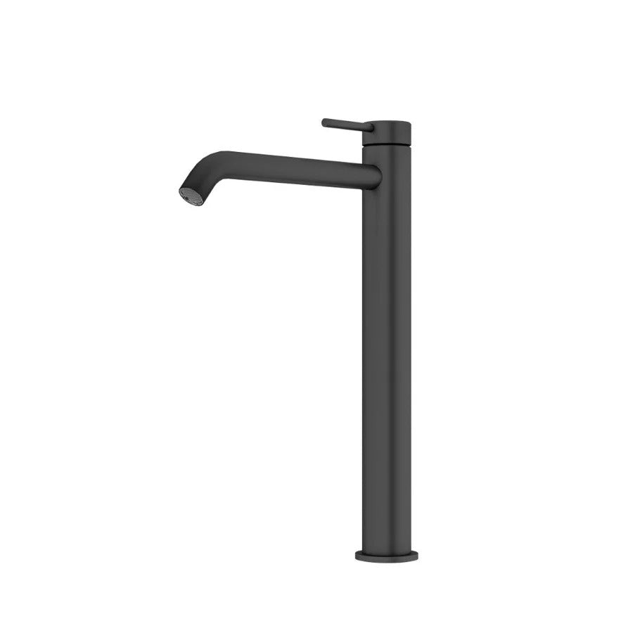 AMOZA LEAD FREE CURVED HIGH RISE BASIN MIXER 311MM MATTE BLACK