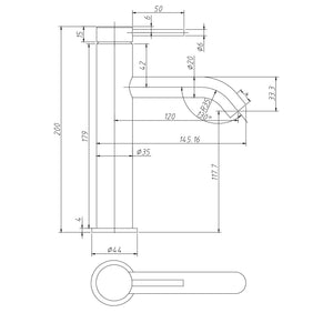 AMOZA CURVED BASIN MIXER 147MM BRUSHED COPPER
