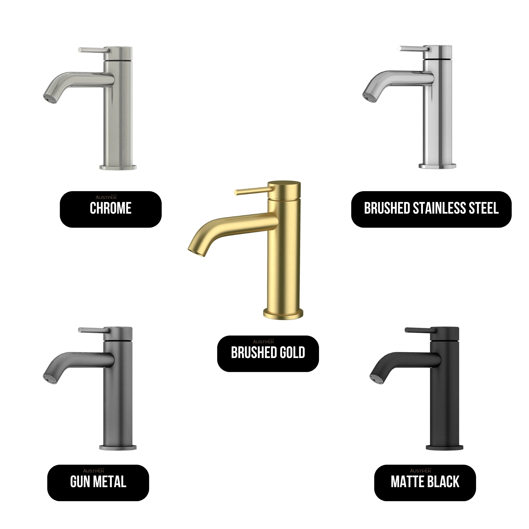 AMOZA LEAD FREE CURVED BASIN MIXER 147MM BRUSHED GOLD