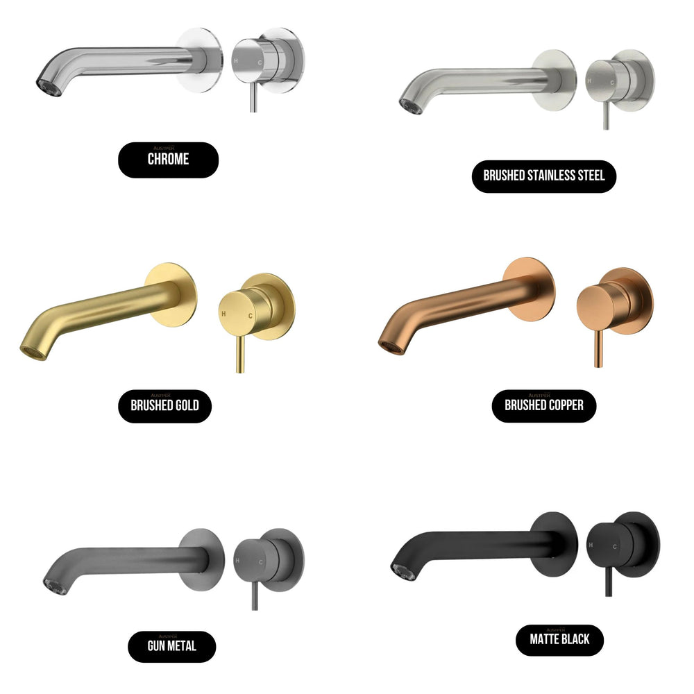 AMOZA LEAD FREE WALL MOUNTED BASIN / BATH MIXER 180MM BRUSHED COPPER