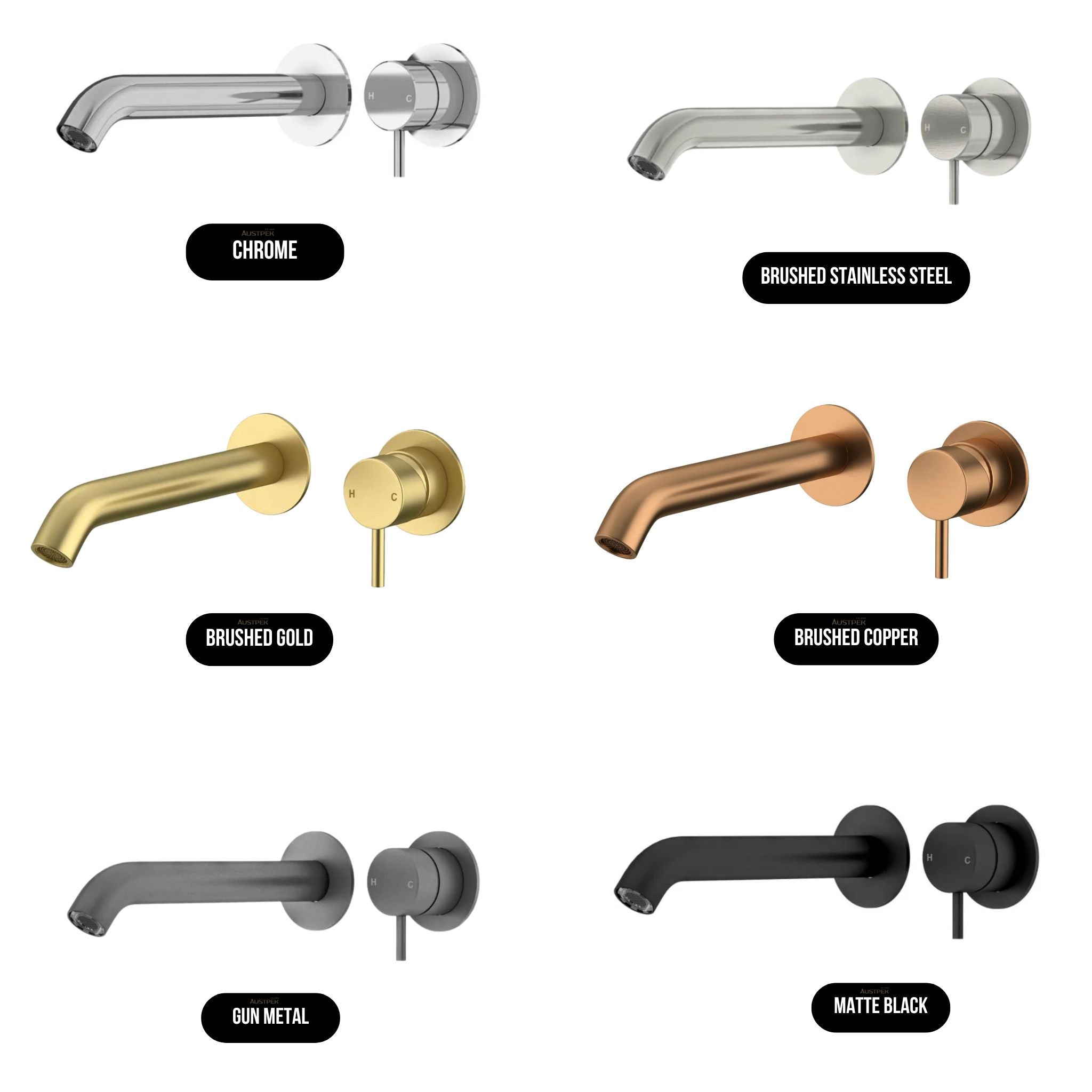 AMOZA LEAD FREE WALL MOUNTED BASIN / BATH MIXER 180MM BRUSHED COPPER