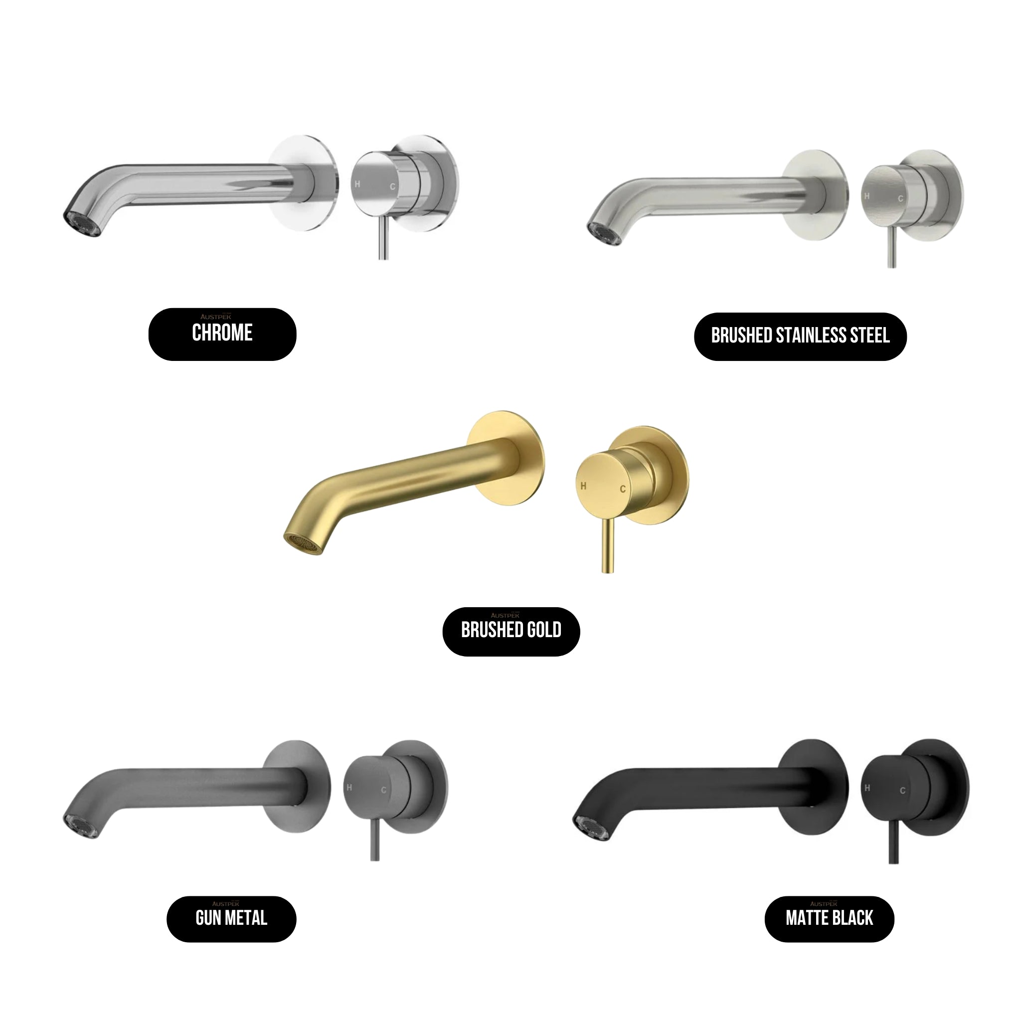 AMOZA LEAD FREE WALL MOUNTED BASIN / BATH MIXER 180MM BRUSHED STAINLESS STEEL