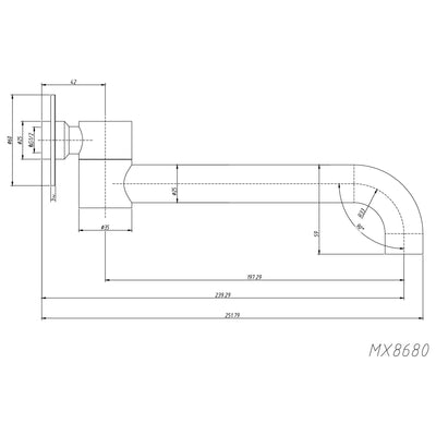 AMOZA SWIVEL BATH SPOUT 251MM GUN METAL