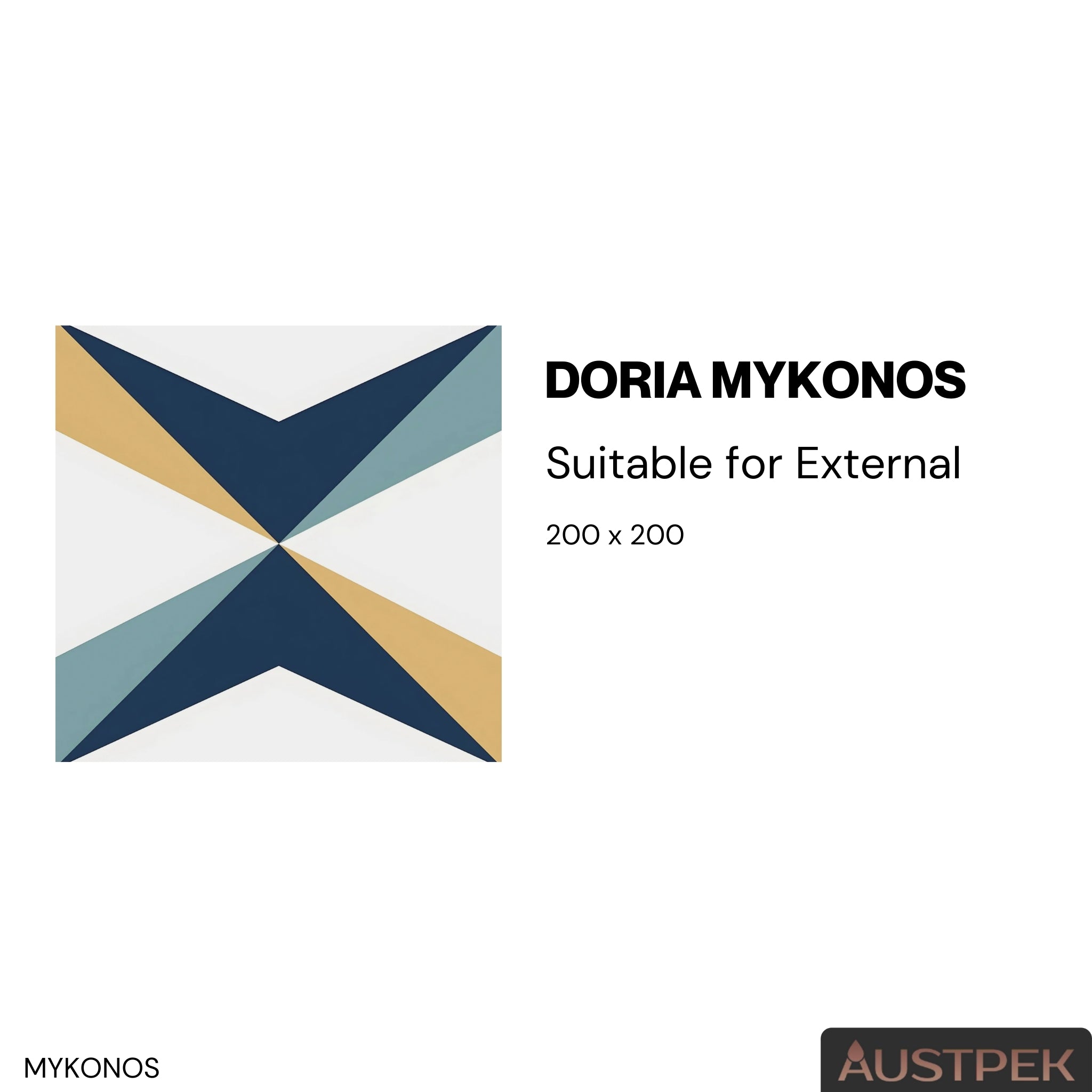 DUNE CERAMICA DORIA MYKONOS MATTE 200X200MM SQUARE TILE (PER BOX)