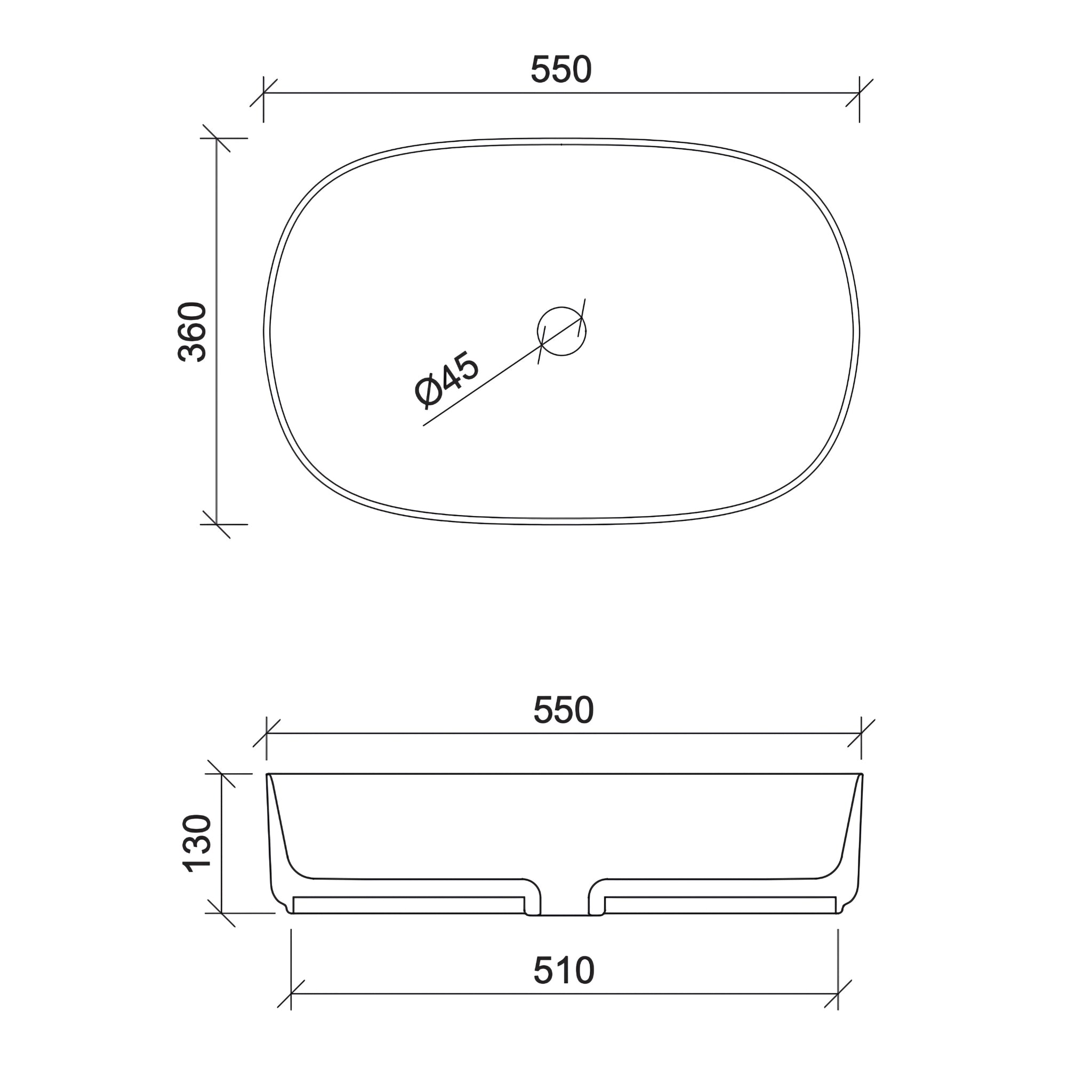 TIMBERLINE MYRTLE ABOVE COUNTER BASIN MATTE IVORY 550MM