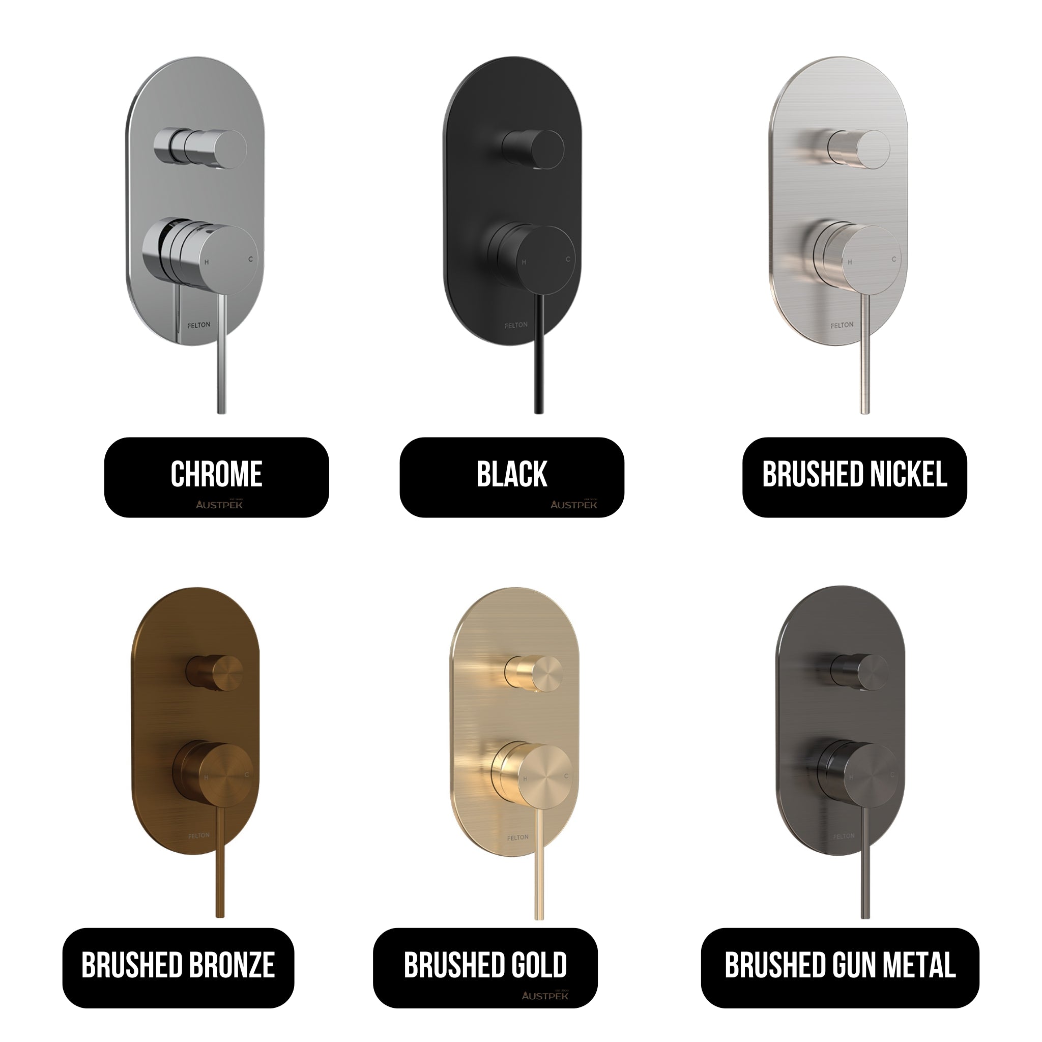 FELTON LINEA DIVERTER MIXER 224MM BRUSHED GUN METAL