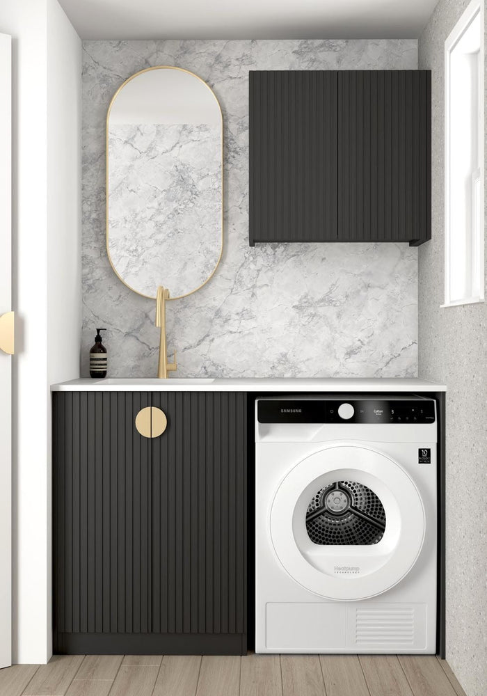 OTTI MARLO MATTE BLACK FLUTED 630MM WALL LAUNDRY CABINET