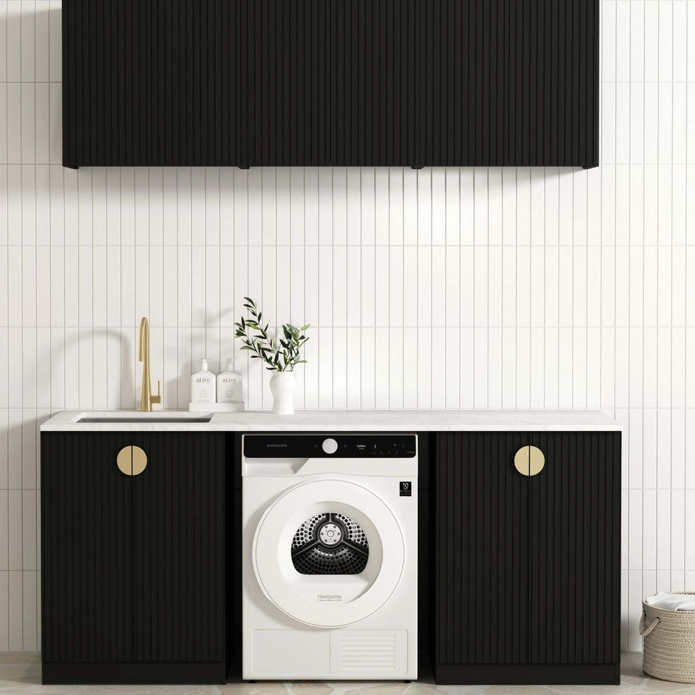 OTTI MARLO MATTE BLACK FLUTED 630MM WALL LAUNDRY CABINET