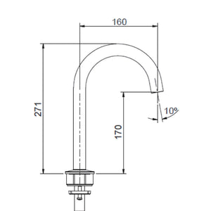 KOHLER COMPONENTS HOB MOUNT TUBE BASIN SPOUT 160MM MATTE BLACK