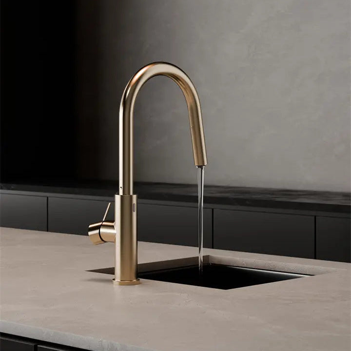 NERO MECCA SMART SENSOR PULL OUT KITCHEN MIXER 438MM BRUSHED GOLD