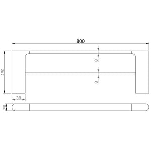 IKON CORA DOUBLE TOWEL RAIL 800MM MATTE BLACK