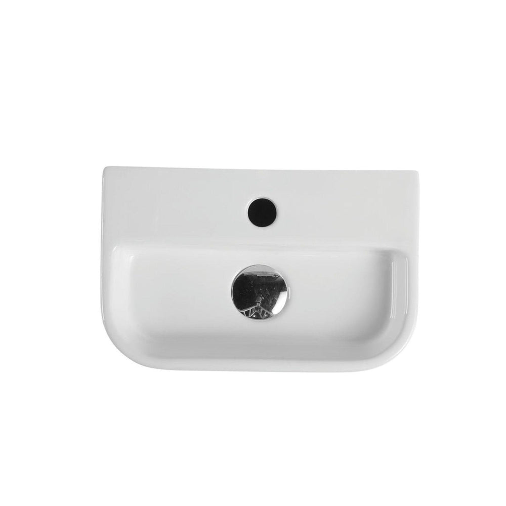 MERCIO MINI RECTANGULAR WALL HUNG COMPACT BASIN GLOSS WHITE 380MM