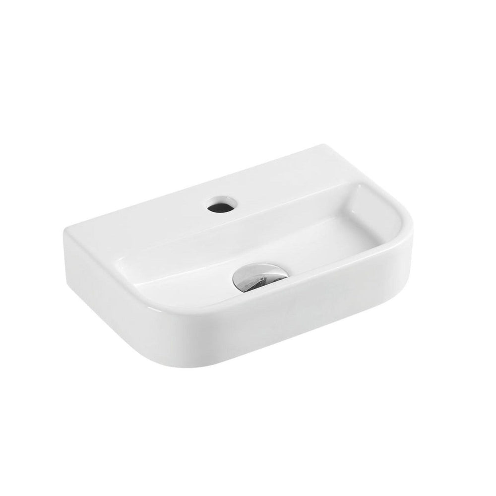 MERCIO MINI RECTANGULAR WALL HUNG COMPACT BASIN GLOSS WHITE 380MM