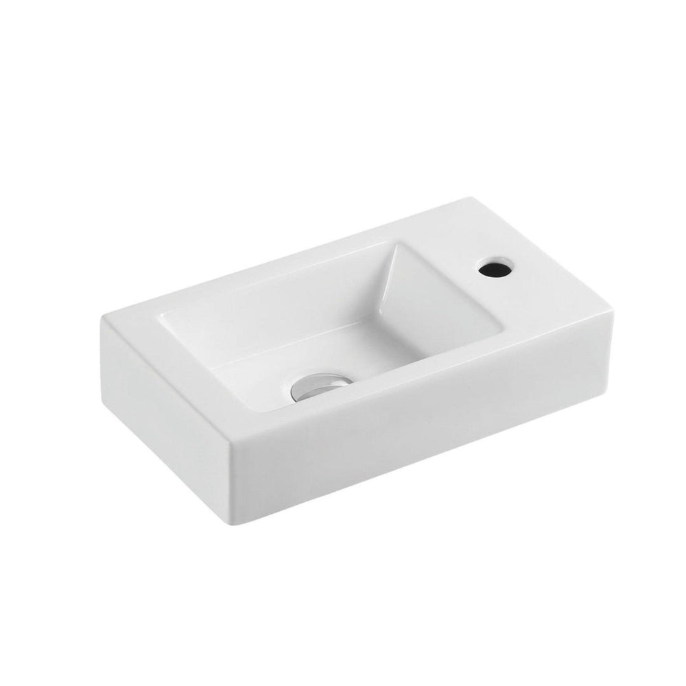 MERCIO MINI RECTANGULAR WALL HUNG COMPACT BASIN GLOSS WHITE 470MM