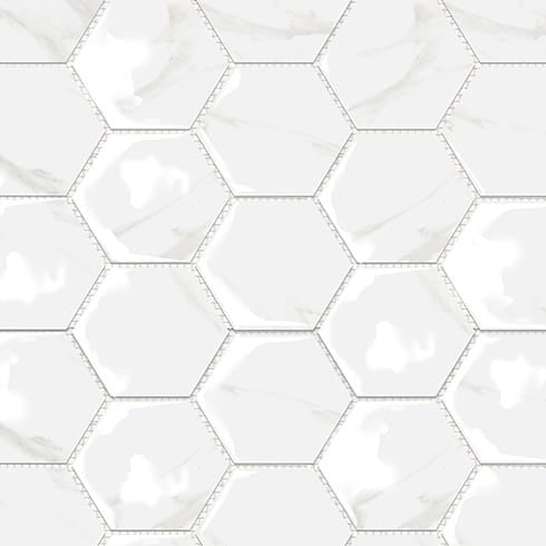 ELITE MAMIC GRIGIO WHITE GLOSS 297X361MM HEXAGON MOSAIC TILE (PER BOX)