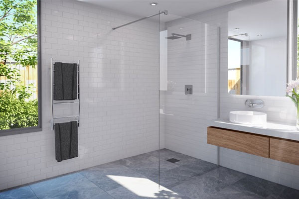DECINA M-SERIES FRAMELESS WALL FIXED PANEL CLEAR GLASS BRUSHED NICKEL