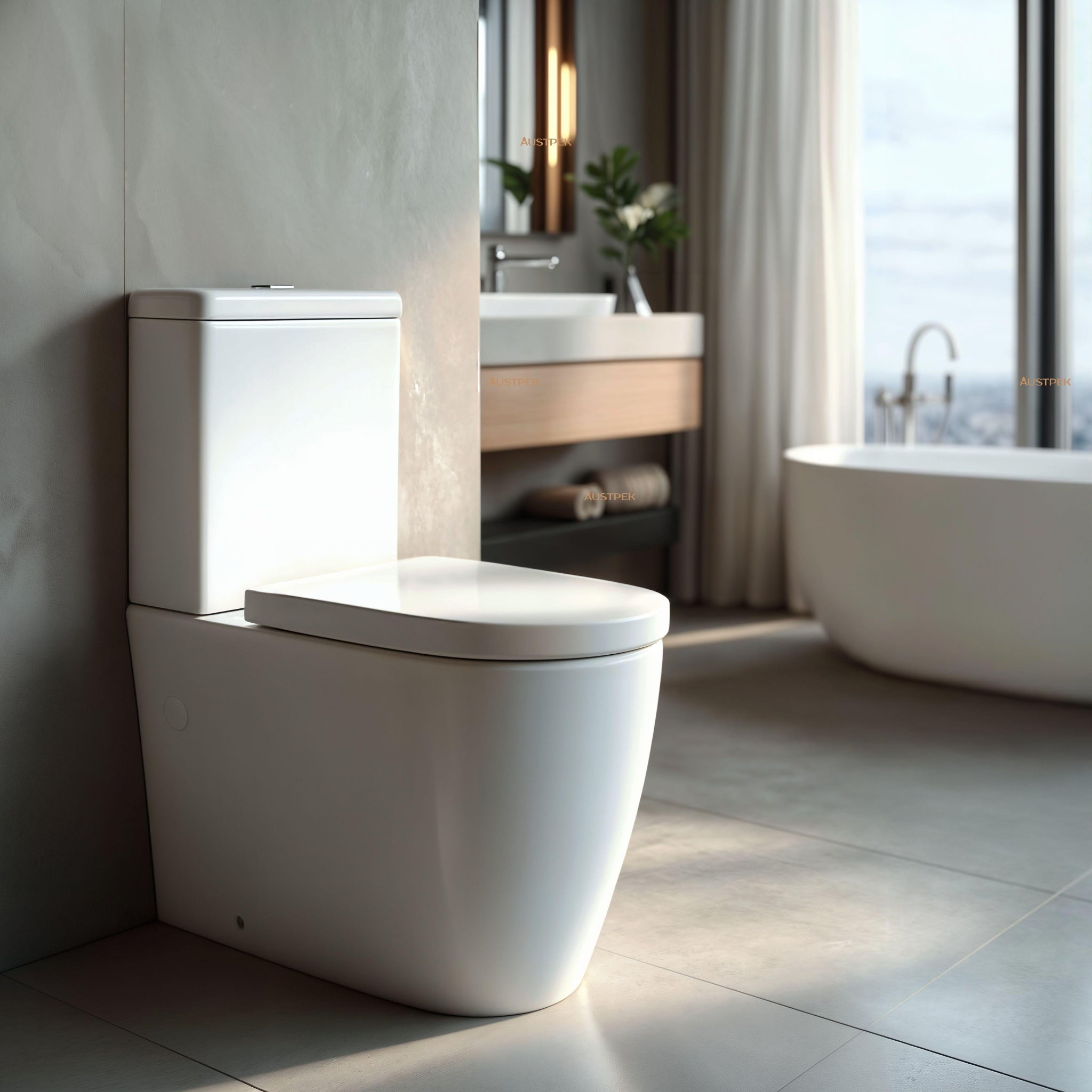 TURNER HASTINGS NARVA RIMLESS BACK TO WALL CLOSE COUPLED TOILET SUITE GLOSS WHITE