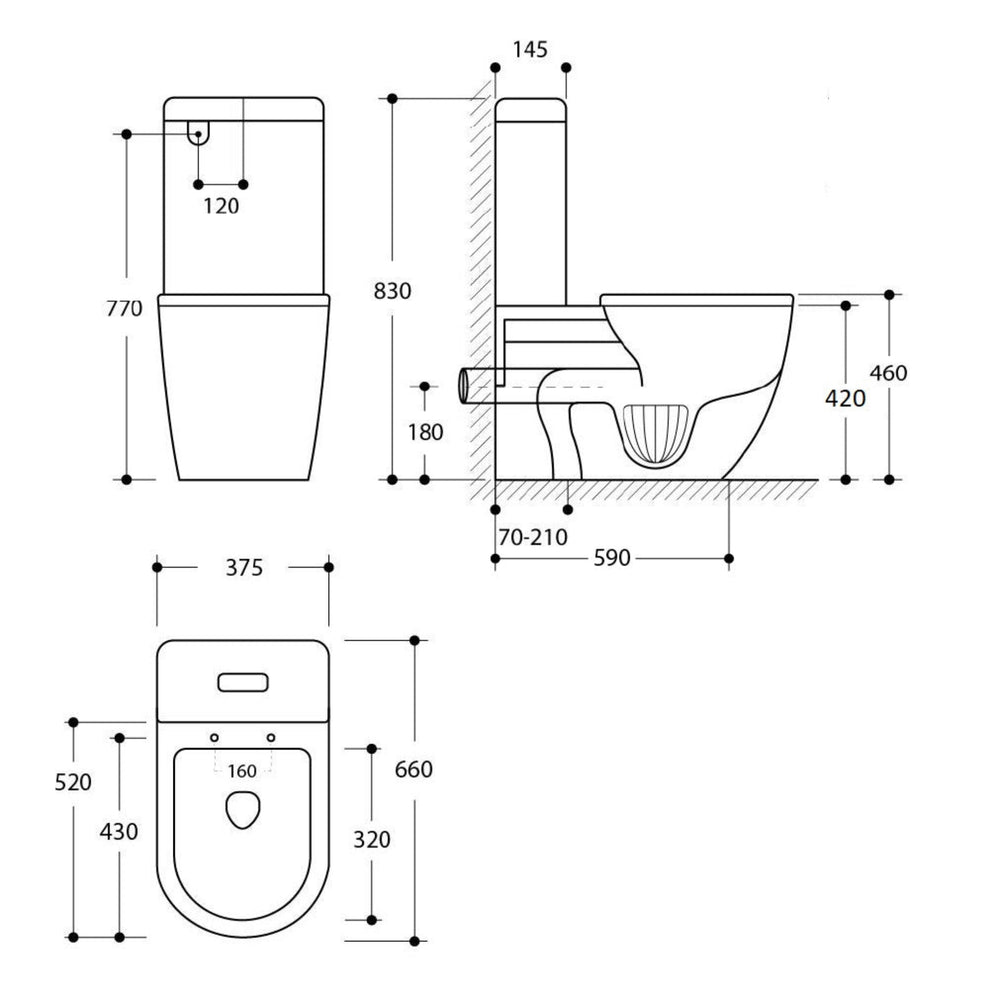 TURNER HASTINGS NARVA RIMLESS BACK TO WALL CLOSE COUPLED TOILET SUITE GLOSS WHITE