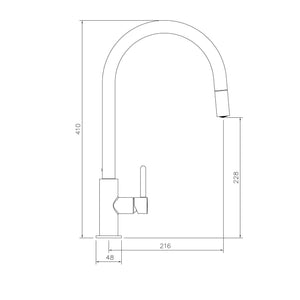 TURNER HASTINGS NAPLES PULL OUT SINK MIXER 410MM BRUSHED BRASS