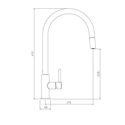 TURNER HASTINGS NAPLES PULL OUT SINK MIXER 410MM BRUSHED BRASS