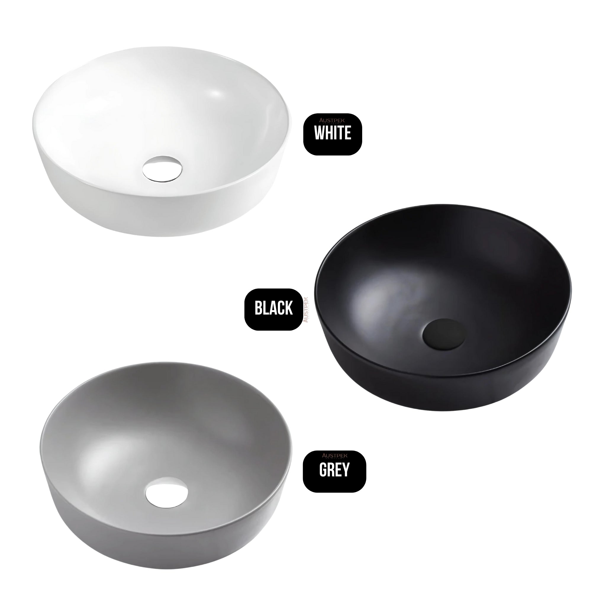 OLIVERI NAPLES CIRCULAR ABOVE COUNTER TOP BASIN BLACK 415MM