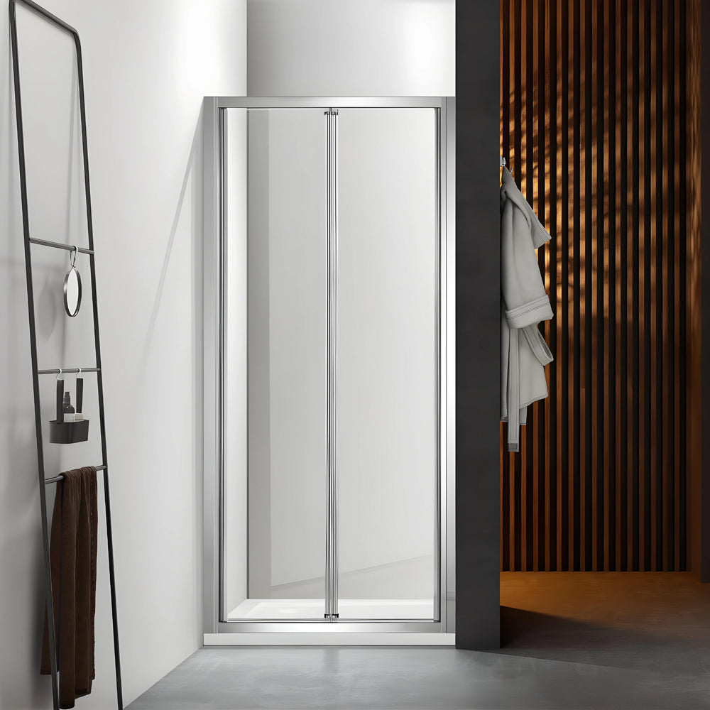 COVEY FULL FRAMED BI FOLD SWIVAL SHOWER SCREEN CHROME