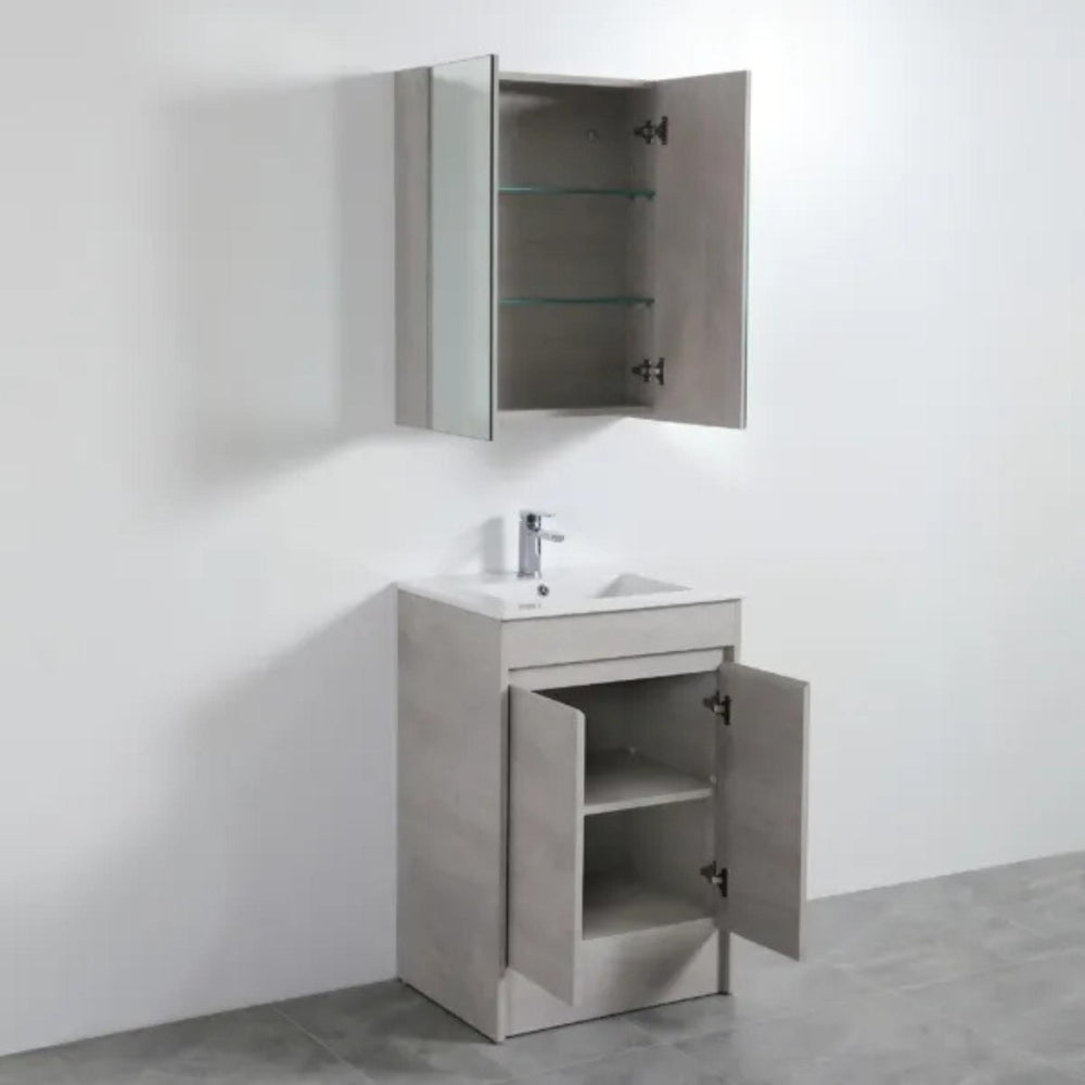 POSEIDON NOVA CONCRETE GREY MIRROR SHAVING CABINET 600X750MM