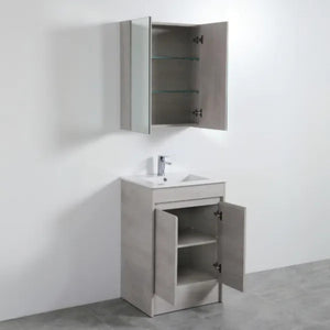 POSEIDON NOVA CONCRETE GREY MIRROR SHAVING CABINET 600X750MM