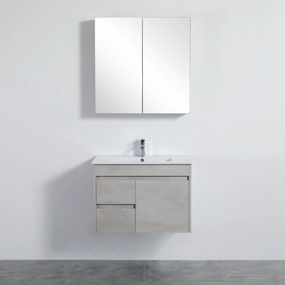 POSEIDON NOVA CONCRETE GREY MIRROR SHAVING CABINET 750X750MM
