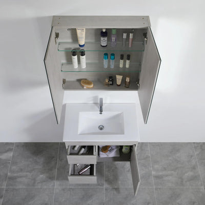 POSEIDON NOVA CONCRETE GREY MIRROR SHAVING CABINET 750X750MM