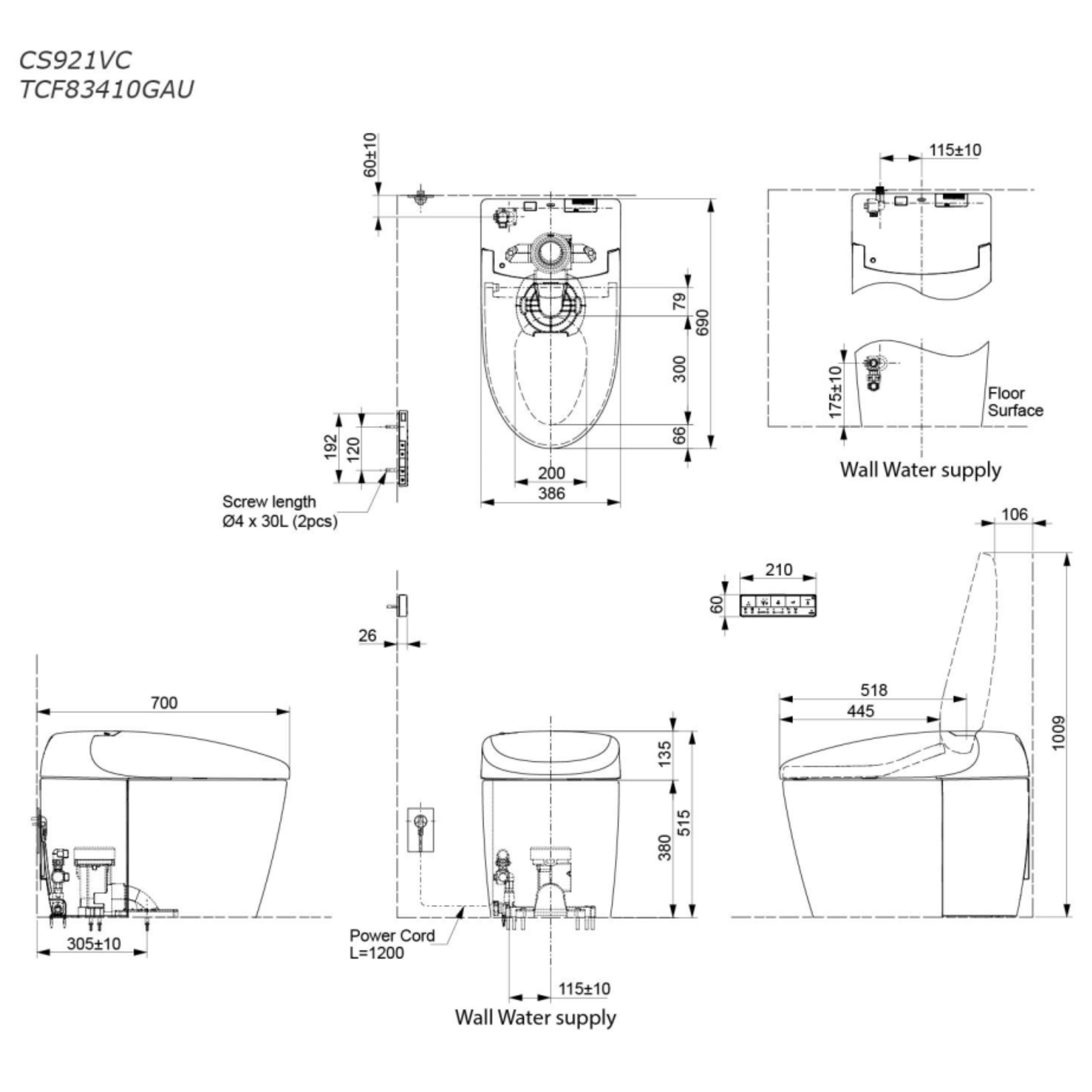 TOTO NEOREST RS INTEGRATED TOILET & REMOTE CONTROLLED WASHLET ELONGATED GLOSS WHITE
