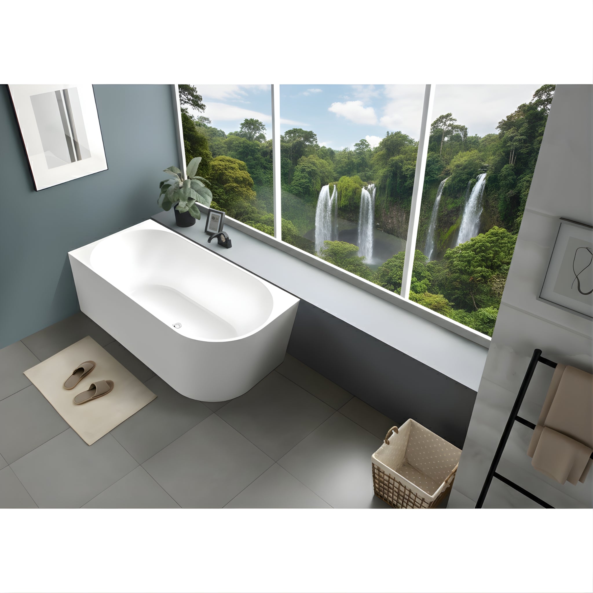 INFINITY NERIDA LEFT CORNER BATHTUB MATTE WHITE (MULTIPLE SIZES AVAILABLE)