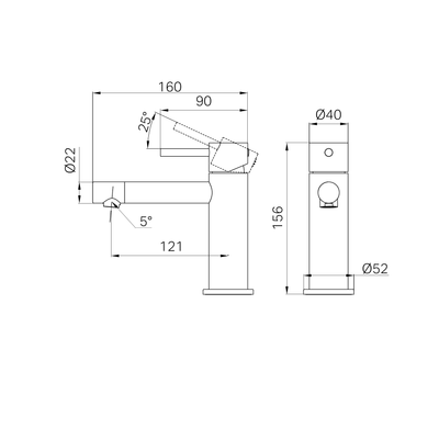 NERO DOLCE II LEAD FREE BASIN MIXER 156MM MATTE BLACK