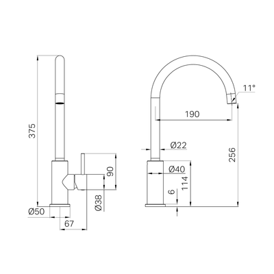 NERO DOLCE II LEAD FREE SINK MIXER 375MM MATTE BLACK