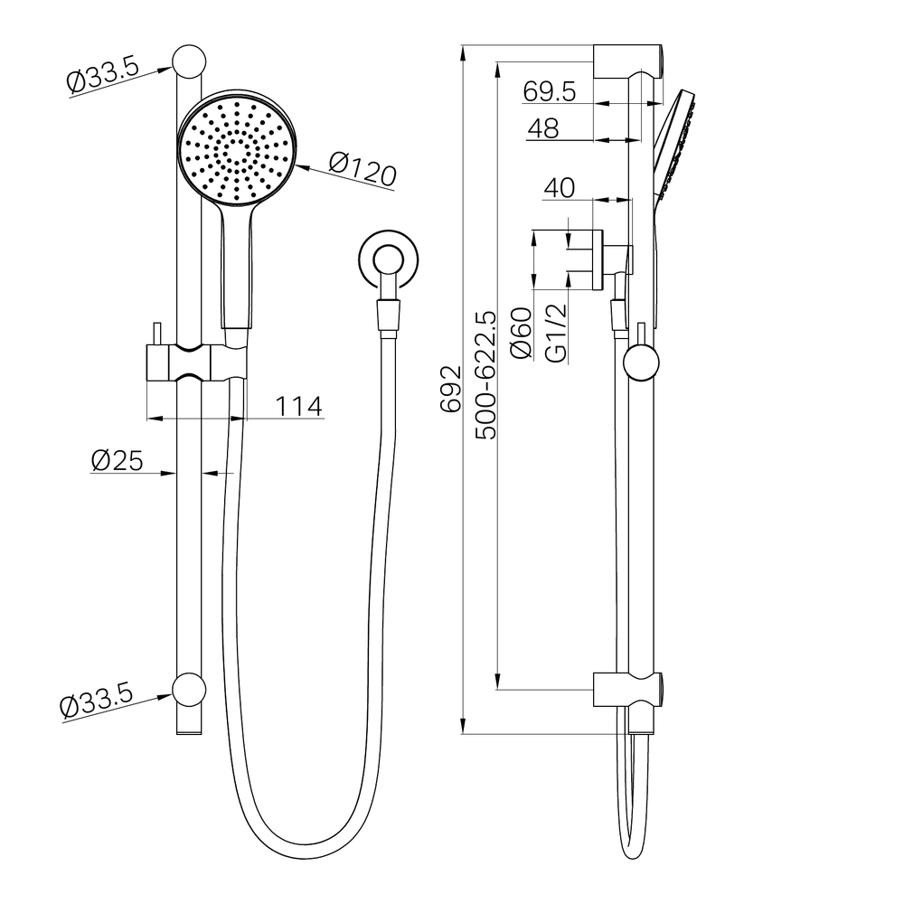 NERO DOLCE II RAIL SHOWER 692MM MATTE BLACK