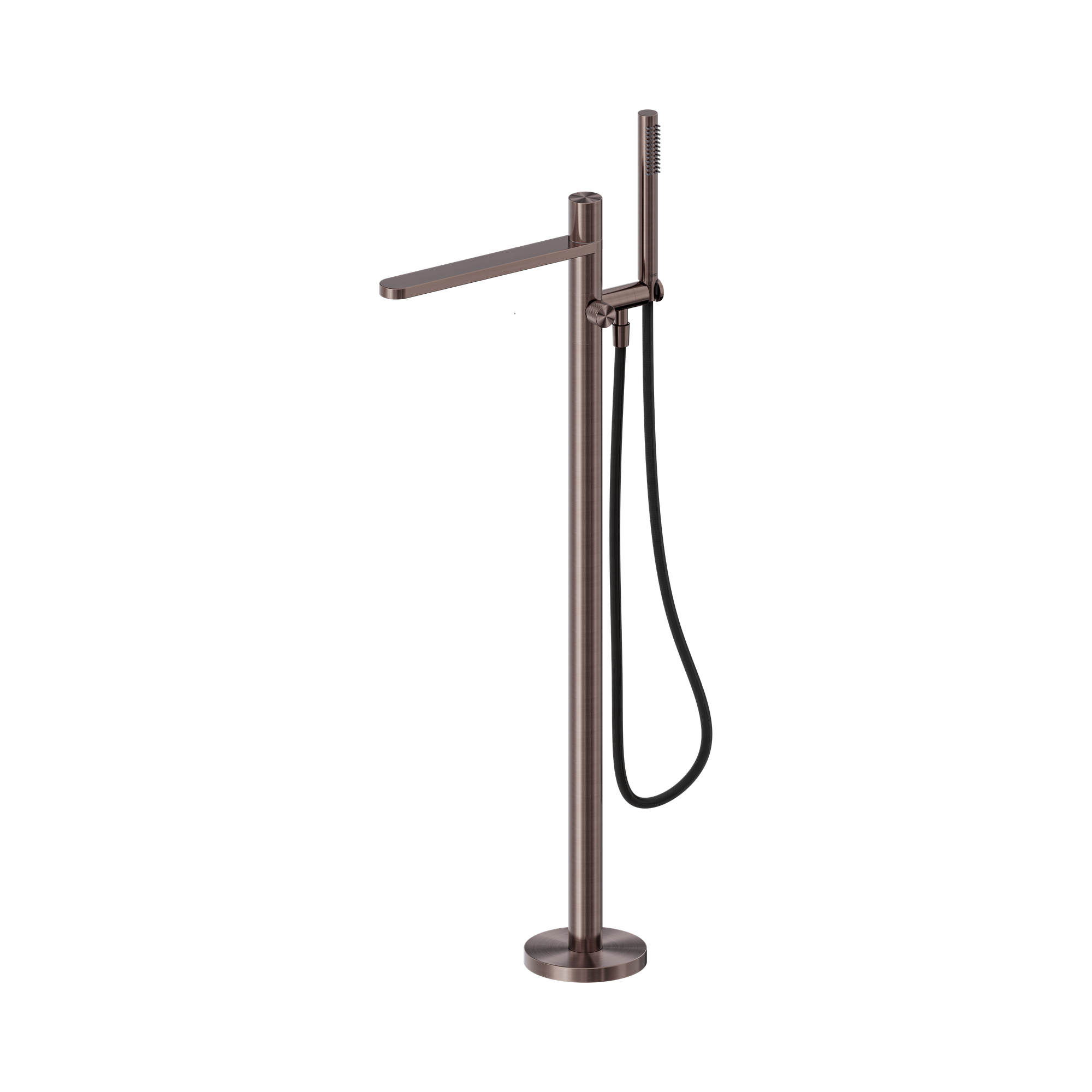 NERO PURE PROGRESSIVE FREESTANDING BATH MIXER WITH OUTDOOR SHOWER HOSE 1156MM BRUSHED BRONZE