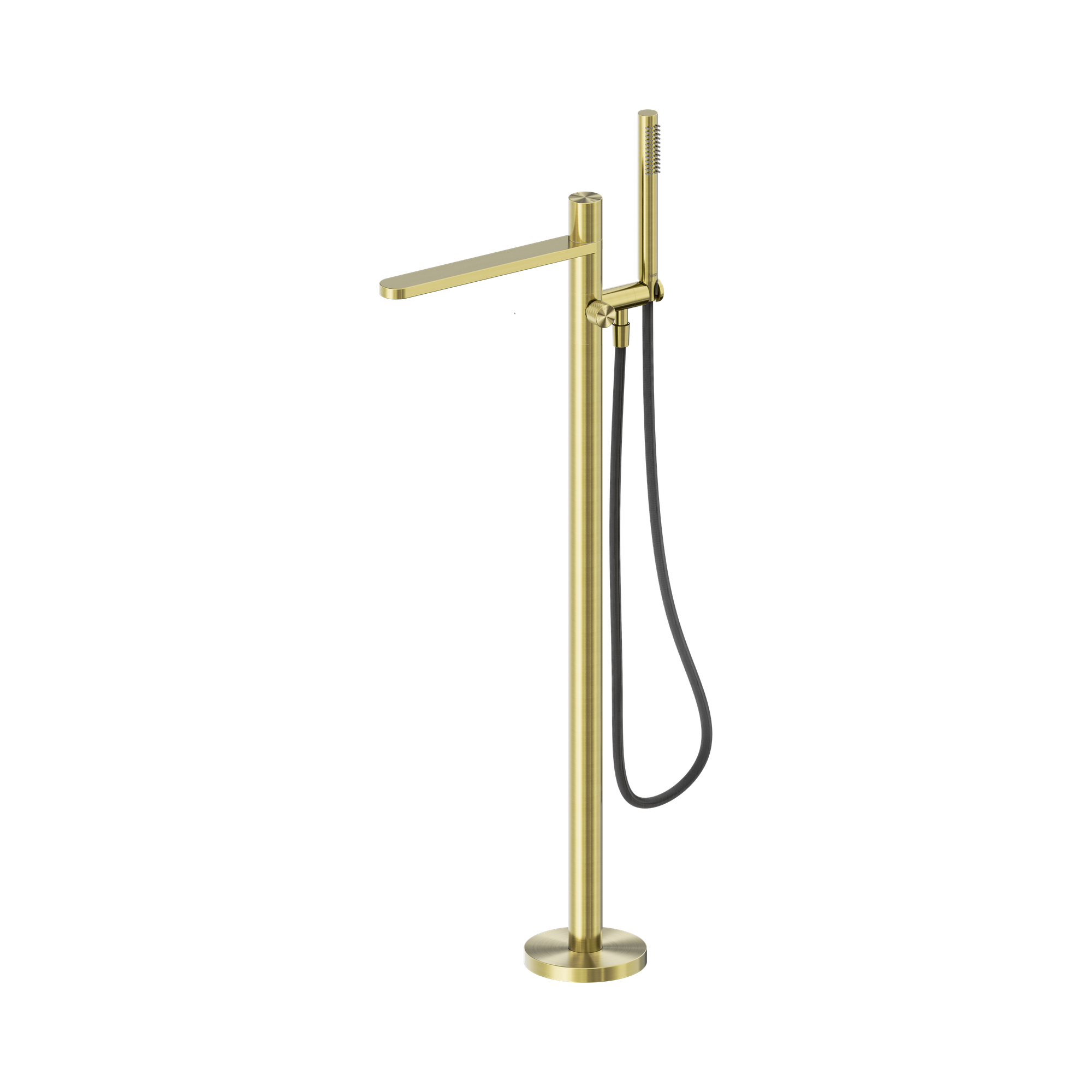 NERO PURE PROGRESSIVE FREESTANDING BATH MIXER WITH OUTDOOR SHOWER HOSE 1156MM BRUSHED GOLD