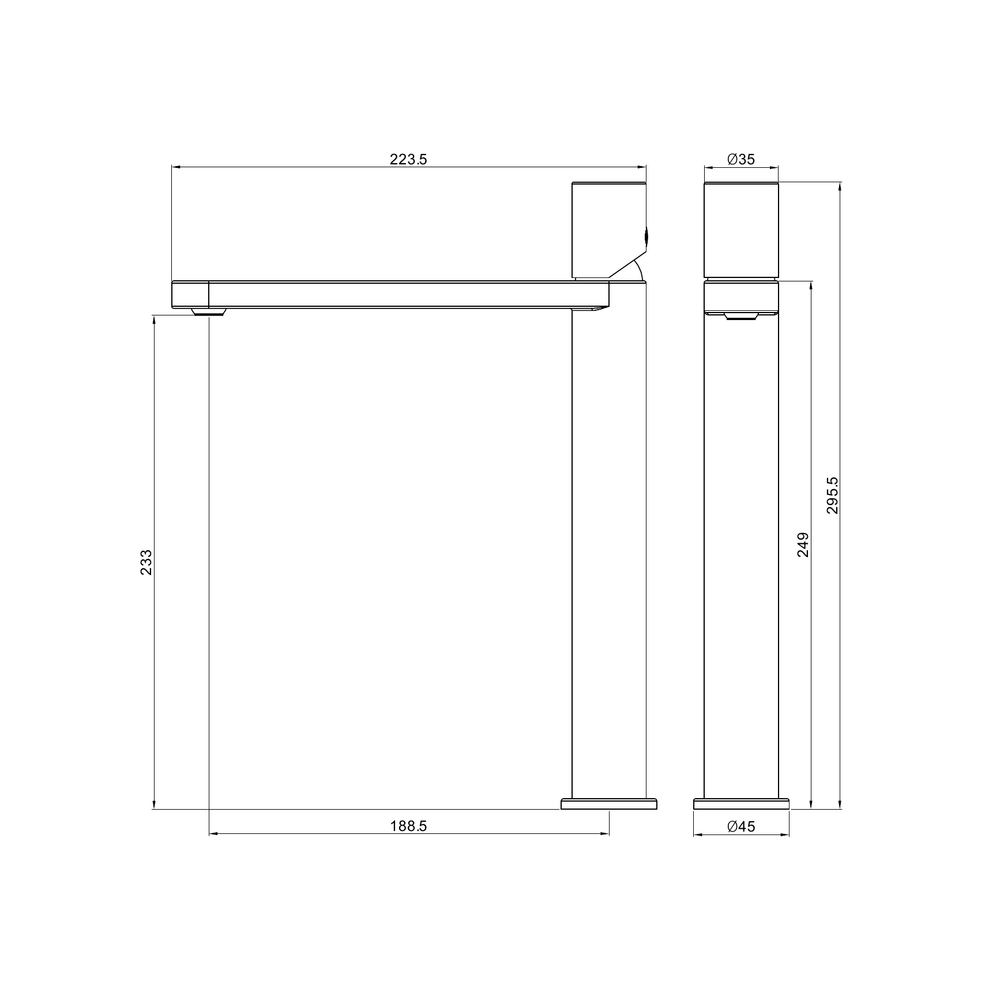 NERO PURE TALL BASIN MIXER 296MM GRAPHITE