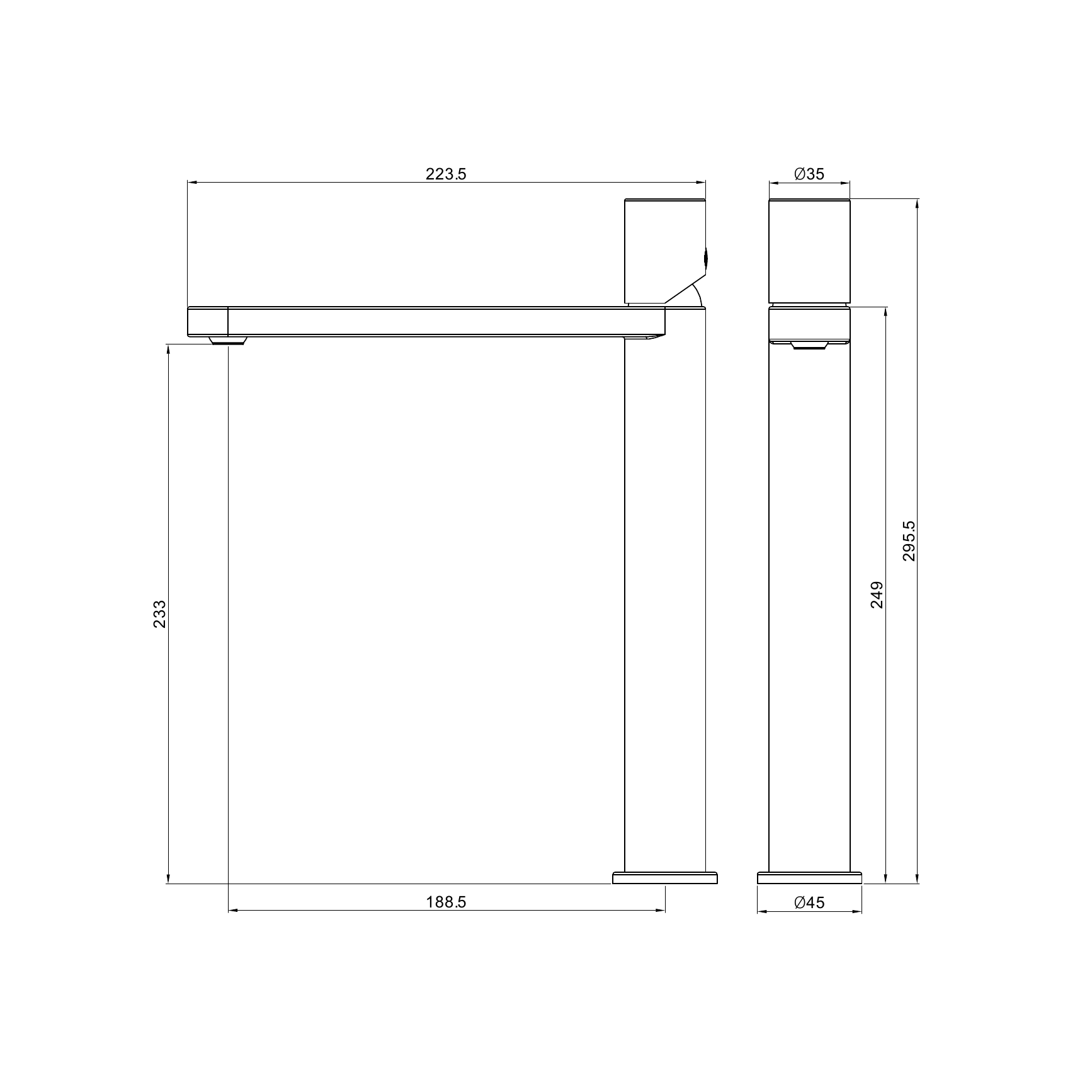 NERO PURE TALL BASIN MIXER 296MM GRAPHITE