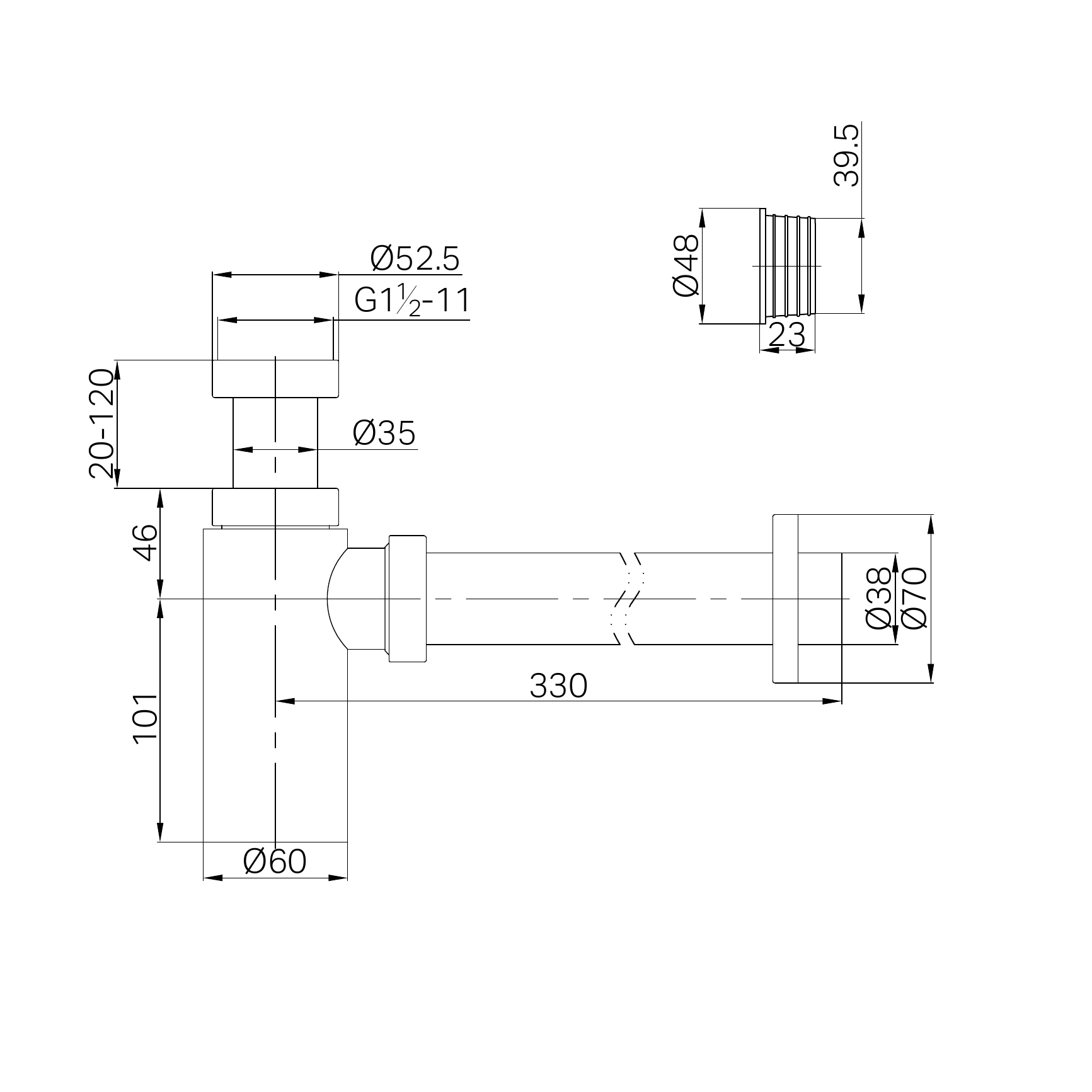 NERO ROUND BOTTLE TRAP II 40MM BRUSHED NICKEL