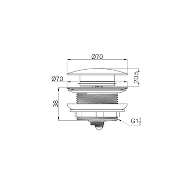 NERO SHORT POP UP BATH WASTE WITHOUT OVERFLOW 40MM MATTE BLACK