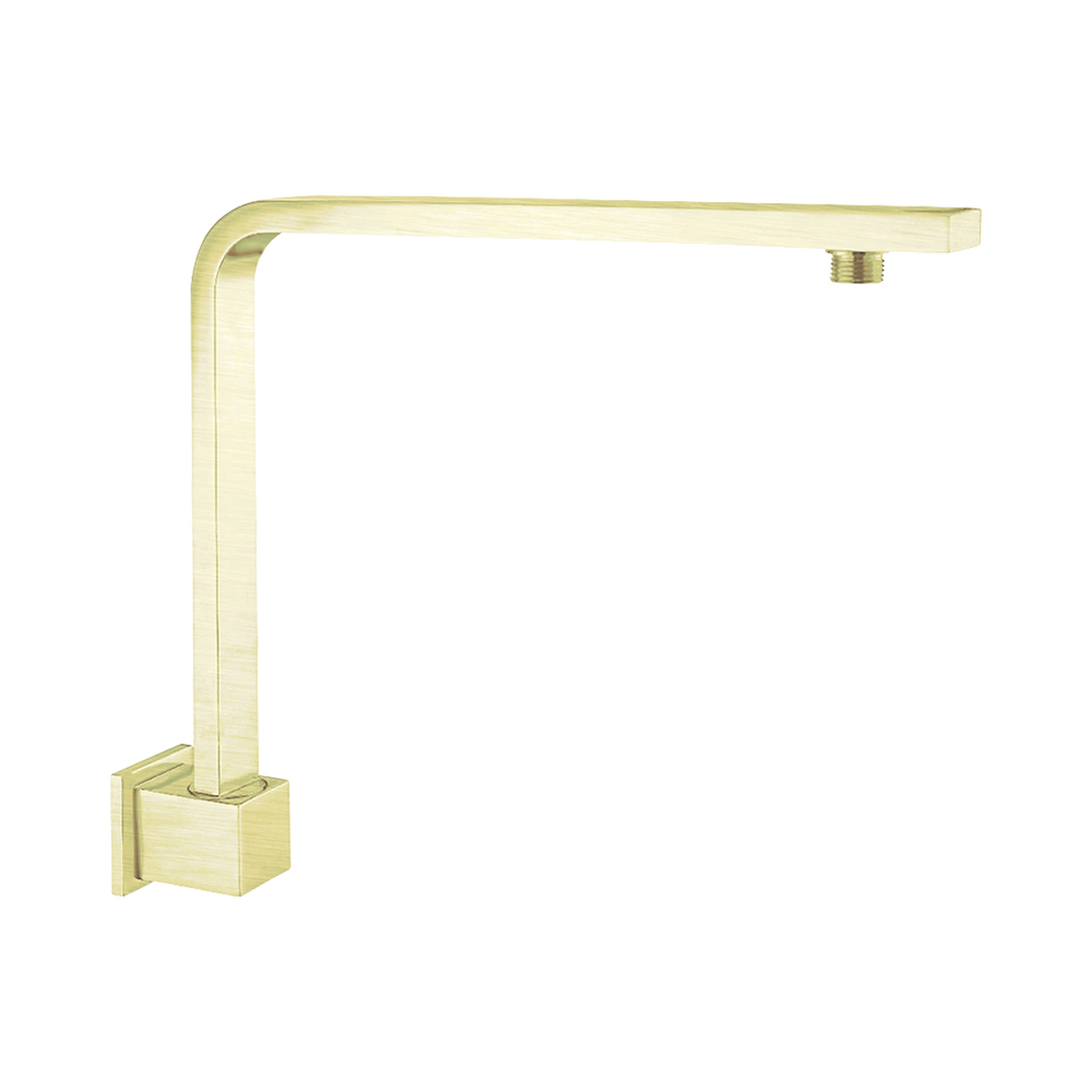 NERO SQUARE SWIVEL SHOWER ARM 350MM BRUSHED GOLD