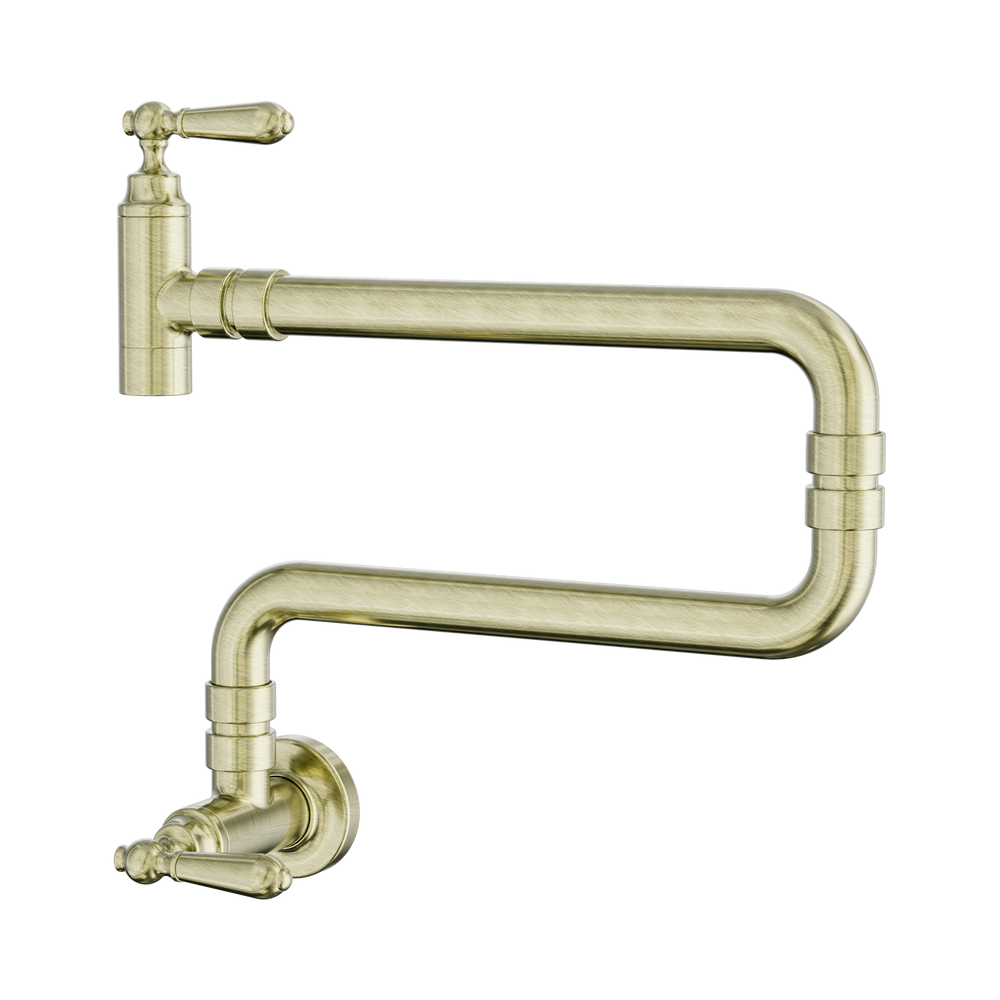 NERO YORK WALL MOUNTED POT FILLER 300MM AGED BRASS